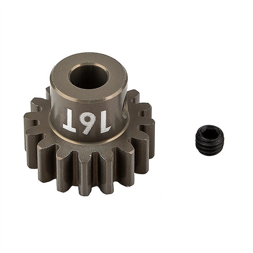 ASSOCIATED FT PINION GEAR 16T MOD 1, 5mm SHAFT - ALUMINIUM